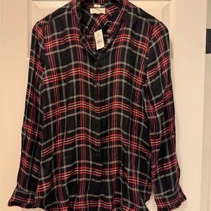 Loft Black and Red Plaid Sofftened Shirt